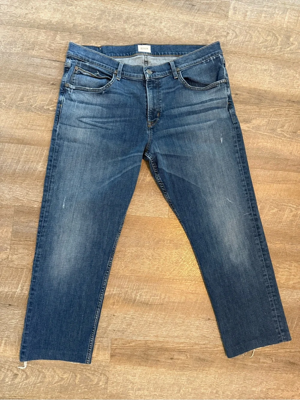 Hudson Blake Slim Straight Men’s Jeans Size 38 Medium Wash Raw Hem